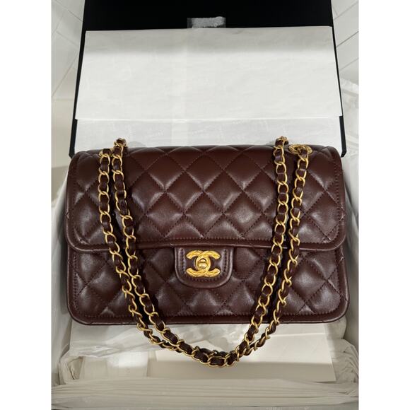 Chanel 24K Sweet Crush Flapbag Dark Brown Large CC Gold Classic Shoulder Bag - Picture 3 of 16